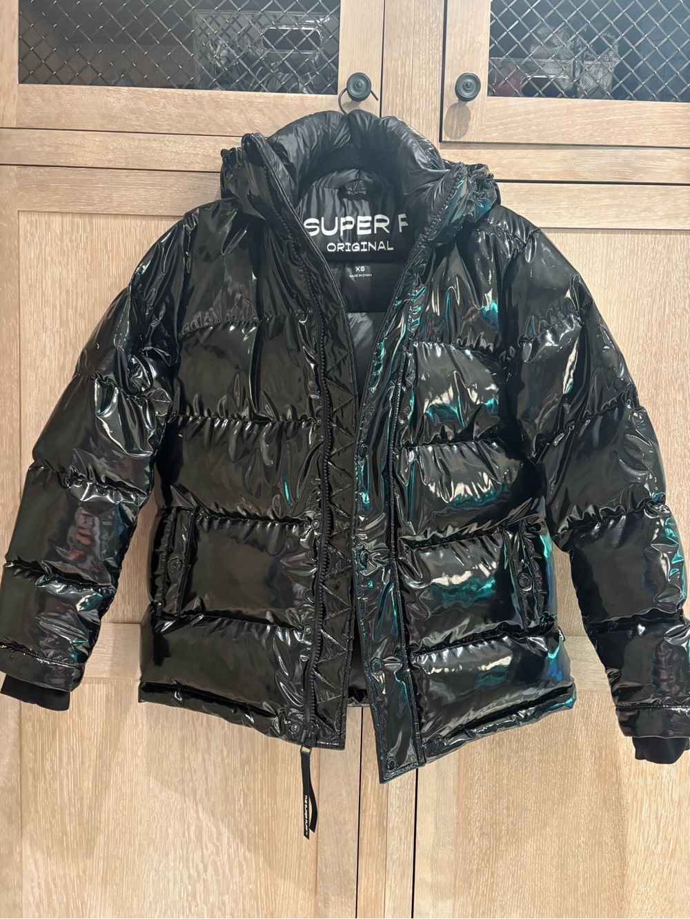 Aritzia Black Glossy Puffer Jacket